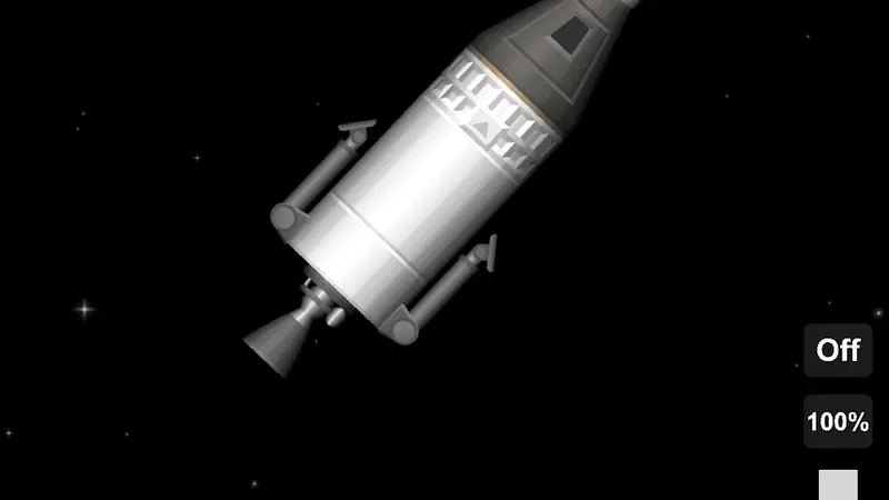 Κάψουλα του Spaceflight Simulator σε τροχιά, με τον έναστρο ουρανό πίσω της